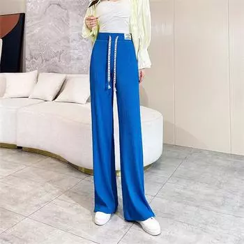 Новые весенне-осенние свободные повседневные модные однотонные свободные прямые спортивные штаны с высокой талией, широкие брюки в стиле Харадзюку, женская уличная одежда S чёрный