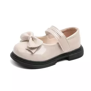 Новые весенне-осенние туфли Мэри Джейн из лакированной кожи для девочек с жемчужным бантом. Модные туфли принцессы для танцев. бежевый