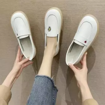 Новые весенне-осенние удобные повседневные туфли на плоской подошве с круглым носком, белые элегантные дышащие женские туфли с неглубоким носком НЕТ: 6688 35