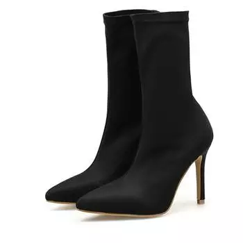 Новые весенние эластичные сапоги женские лайкровые носки Botas Altas модные остроносые тонкие высокие каблуки каблуки для танцев на пилоне удобные ботильоны 35