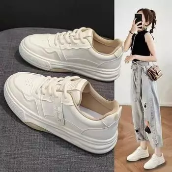 Новые весенние белые туфли, женские универсальные удобные спортивные повседневные кроссовки на платформе, кроссовки на платформе 35