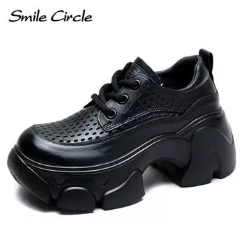 Новые весенние дышащие туфли-пещеры для маленьких людей, увеличивающие высоту, женская обувь со шнуровкой спереди на шнуровке Hundle Tide 35 чёрный