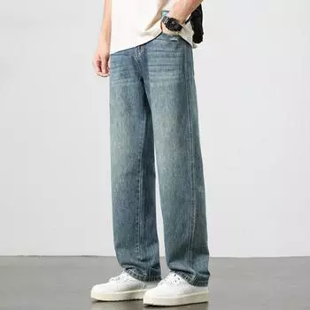 Новые весенние джинсы свободного прямого кроя, повседневные универсальные брюки 28 синий