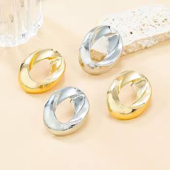 Новые весенние европейские и американские геометрические овальные серьги из сплава для женщин золотой