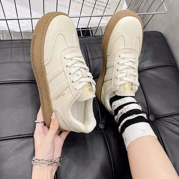 Новые весенние хиты продаж женские туфли на толстой подошве в стиле ретро легкие универсальные повседневные спортивные туфли 35 чёрный