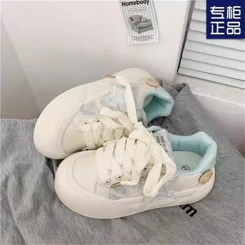 Новые весенние и летние кроссовки на толстой подошве 2024 года, женские кроссовки в стиле портвейна Harajuku Stars, спортивная обувь для сноуборда, оригинальные белые туфли 35 светло-синий