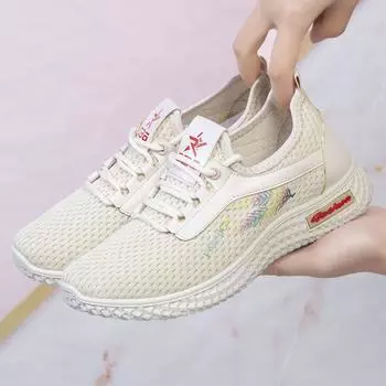 Новые весенние и летние женские кроссовки на мягкой подошве, дышащие модные белые кроссовки, легкие нескользящие кроссовки 36 белый