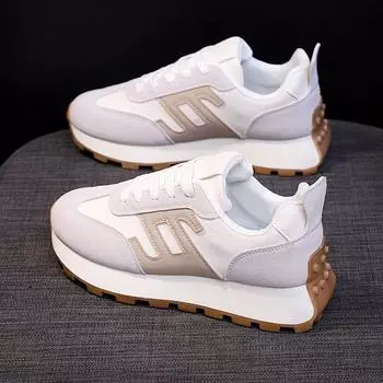 Новые весенние и осенние белые туфли на платформе для студентов, спортивные универсальные повседневные кроссовки для бега, женские одиночные туфли, корейская версия F 36 хаки