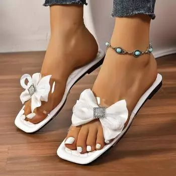 Новые весенние и осенние босоножки на каблуке с бантом женская одежда модные женские тапочки носить односложные босоножки прилив 36 чёрный