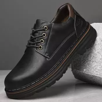 Новые весенние и осенние деловые повседневные кожаные туфли из натуральной кожи, мужские рабочие туфли в британском стиле с низким верхом и большой головой 38