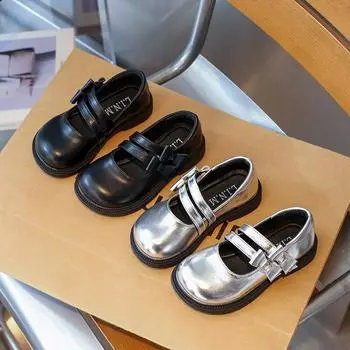 Новые весенние и осенние кожаные туфли с бантом 26 чёрный