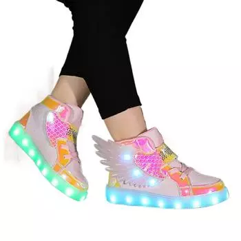 Новые весенние и осенние модели для детей среднего и младшего возраста, светящаяся обувь со светодиодной зарядкой, детская обувь с USB-разноцветными лампами, модная обувь 27