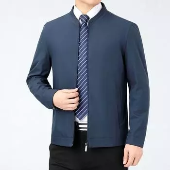 Новые весенние и осенние мужские куртки из шелка mulberry с воротником-стойкой, тонкие куртки, куртки для людей среднего возраста, мужские топы больших размеров высокого класса 170