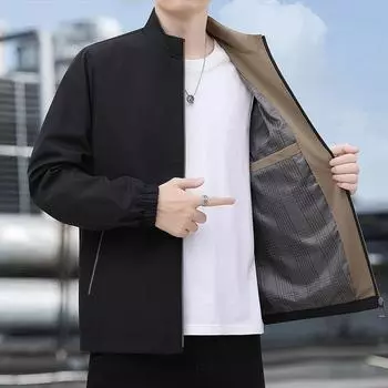 Новые весенние и осенние мужские повседневные куртки больших размеров с воротником-стойкой, деловые наряды для пап, повседневные куртки больших размеров M