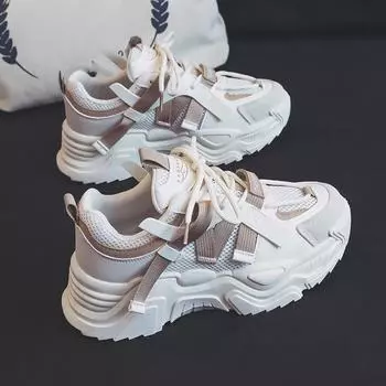 Новые весенние и осенние повседневные кроссовки с толстой подошвой, увеличивающие рост, дышащие туфли для папы, женские суперпопулярные туфли-лодочки, модные 35 чёрный