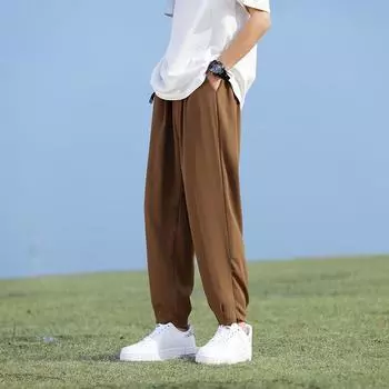 Новые весенние и осенние повседневные прямые брюки, мужские свободные брюки больших размеров, дневные брюки-карго M белый