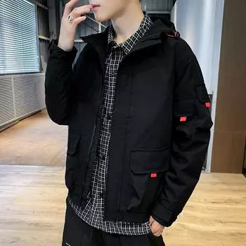 Новые весенние и осенние рабочие куртки с капюшоном, мужские модные свободные повседневные куртки для мальчиков на осень M