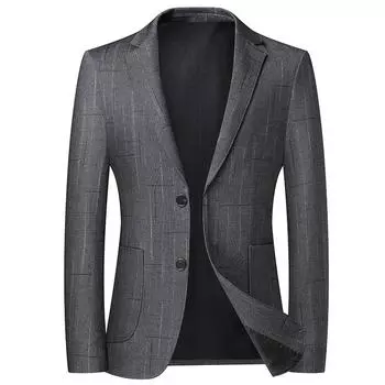 Новые весенние и осенние тонкие костюмы для мужчин, не требуют глажки, облегающие, модные повседневные костюмы для людей среднего возраста M синий