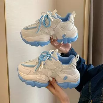 Новые весенние и осенние высококачественные брендовые женские спортивные туфли на платформе, женские кроссовки, модные, крутые, для прогулок на свежем воздухе, папины туфли 35