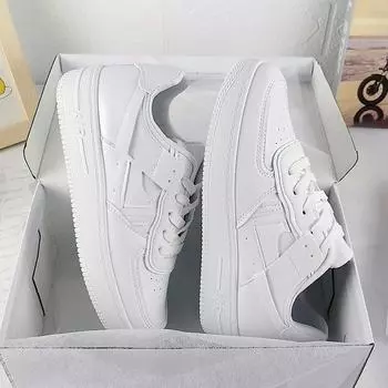 Новые весенние кожаные легкие белые туфли с круглой головкой, женские легко сочетающиеся простые повседневные спортивные туфли в студенческом стиле 35