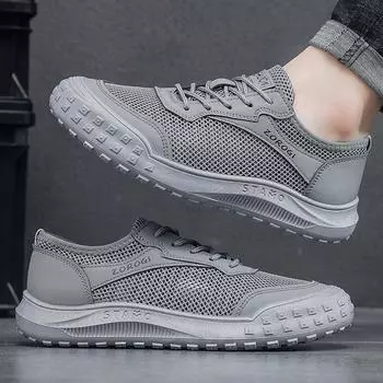 Новые весенние летние повседневные туфли мужские кроссовки модные удобные сетчатые модные мужские туфли zapatos hombre plus large 39 серый