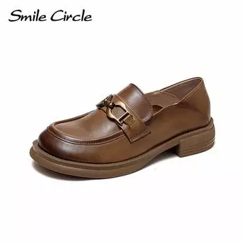 Новые весенние лоферы, женская обувь, универсальные туфли на плоской подошве в стиле ретро, модная обувь ручной работы из воловьей кожи для ленивых