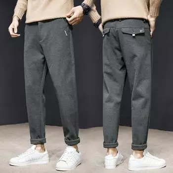 Новые весенние мужские эластичные леггинсы, повседневные брюки, мужские корейские свободные брюки, модные универсальные укороченные брюки 28 серый