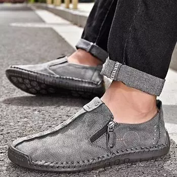 Новые весенние мужские повседневные кожаные туфли, большие уличные повседневные кожаные туфли с низким верхом, мужские дышащие одинарные туфли 43 хаки