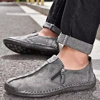 Новые весенние мужские повседневные кожаные туфли, большие уличные повседневные кожаные туфли с низким верхом, мужские дышащие одинарные туфли 38 чёрный