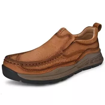 Новые весенние мужские повседневные кожаные туфли. Удобная и дышащая обувь. Кожаные туфли. Однотонные мужские свадебные туфли в британском стиле. 38 коричневый