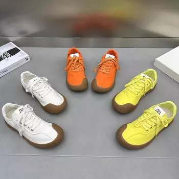 Новые весенние/осенние туфли на плоской подошве, повседневная женская обувь, спортивные кроссовки, модные удобные кроссовки для ходьбы, беговые туфли на шнуровке 35 чёрный