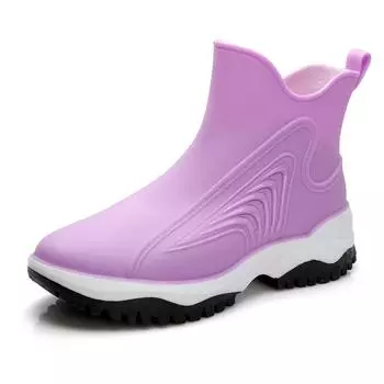 Новые весенние резиновые сапоги женские туфли ПВХ короткие универсальные водонепроницаемые нескользящие утолщенные резиновые сапоги бахилы женские 36-40 36 чёрный