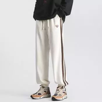 Новые весенние свободные брюки для пар, мужские спортивные брюки с прямыми штанинами, модные повседневные спортивные штаны M белый