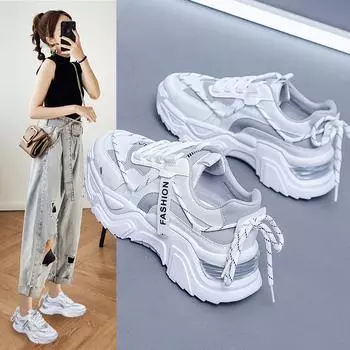 Новые весенние туфли для папы на толстой подошве, женские корейские дышащие удлиняющие кроссовки с кисточками, студенческая обувь 35