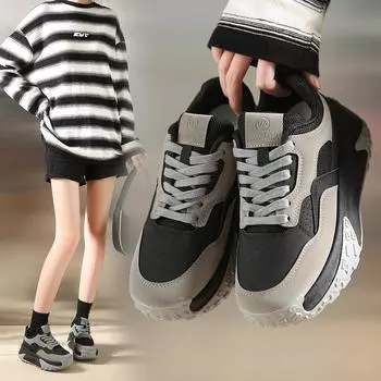 Новые весенние туфли для папы на толстой подошве, женская корейская версия, повседневная женская обувь с круглым носком, студенческая теплая бархатная спортивная обувь 35