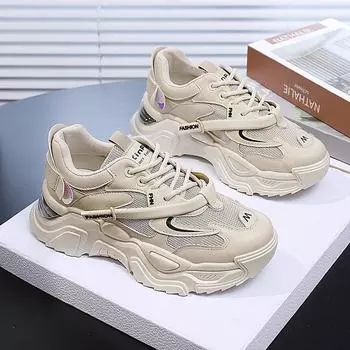 Новые весенние туфли для папы, женская повседневная женская обувь с круглым носком и толстой подошвой на воздушной подушке, удлиняющая студенческая спортивная обувь 35