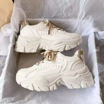 Новые весенние туфли-лодочки на платформе с круглой головкой и шнуровкой, легкие повседневные спортивные туфли на платформе для папы, женская обувь 35