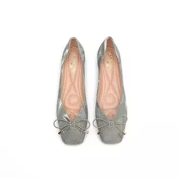 Новые весенние туфли на плоской подошве женские туфли на плоской подошве с бантом женские 2024 новые туфли с квадратным носком неглубокие фирменные туфли без застежек лоферы Zapatos De Mujer 35 абрикосовый