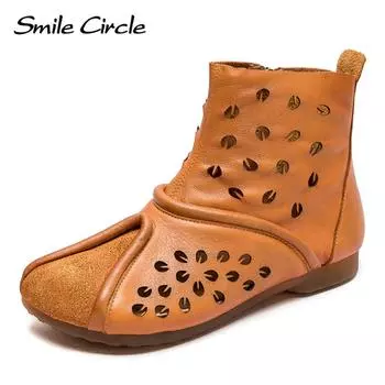 Новые весенние удобные модные ботинки с высоким берцем в стиле ретро, многослойная женская обувь для отдыха из воловьей кожи 35 коричневый