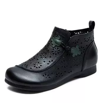 Новые весенние удобные полые туфли в стиле ретро в этническом стиле, обувь для мам, многослойная женская обувь из воловьей кожи 35 белый