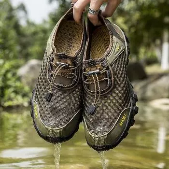 Новые весенние уличные болотные туфли, дышащая походная обувь, мужская походная обувь с сеткой, болотная обувь-амфибия 39 серый