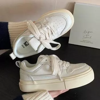 Новые весенние универсальные туфли с аэрирующими пластинами и поднятой подошвой, повседневная белая обувь в гонконгском стиле в ретро-стиле для женщин, модная обувь 35