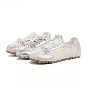 Новые весенние женские балетки, модные элегантные повседневные кроссовки с круглым носком, женские удобные балетки в уличном стиле с мягкой подошвой 35