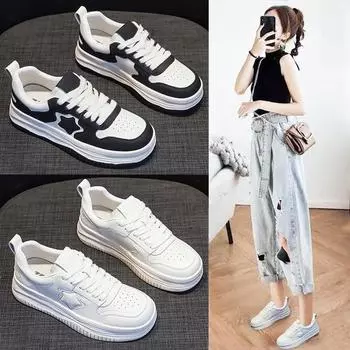 Новые весенние женские дышащие универсальные белые туфли на толстой подошве, повседневные, суперпопулярные, INS Sports Board Shoes 35 белый