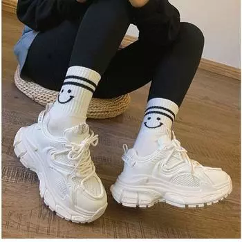 Новые весенние женские кроссовки, повседневная удобная женская обувь, модная толстая подошва, дышащая сетка, женская спортивная обувь, большой размер 35