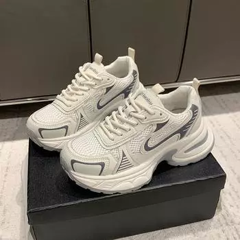 Новые весенние женские кроссовки с дышащей сеткой, стильная женская вулканизированная обувь с цветными блоками, теннисная уличная женская обувь на шнуровке 35