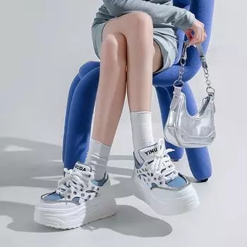 Новые весенние женские туфли на вулканизированной платформе с танкеткой на высоком каблуке со шнуровкой, дышащие, повседневные, удобные, весенние женские туфли для скейтборда 35 розовый