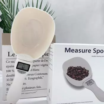 Новые весы для корма для домашних животных, ЖК-дисплей, электронный прецизионный инструмент для взвешивания, для кормления собак и кошек, мерная ложка со съемной ручкой, кухонные весы белый