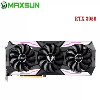 Новые видеокарты MAXSUN RTX 3050 iCraft 8G GDDR6 GPU компьютер ПК 128bit DP*3 PCI Express X16 4,0 игровая видеокарта