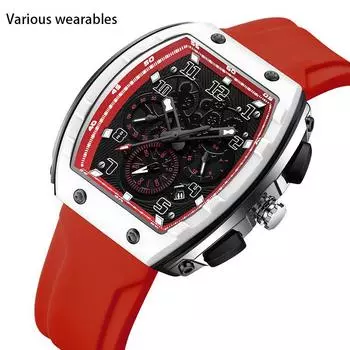 Новые винные бочки квадратные кварцевые часы мужские простые досуговые три глаза шесть игл мужские часы календарь водонепроницаемые часы